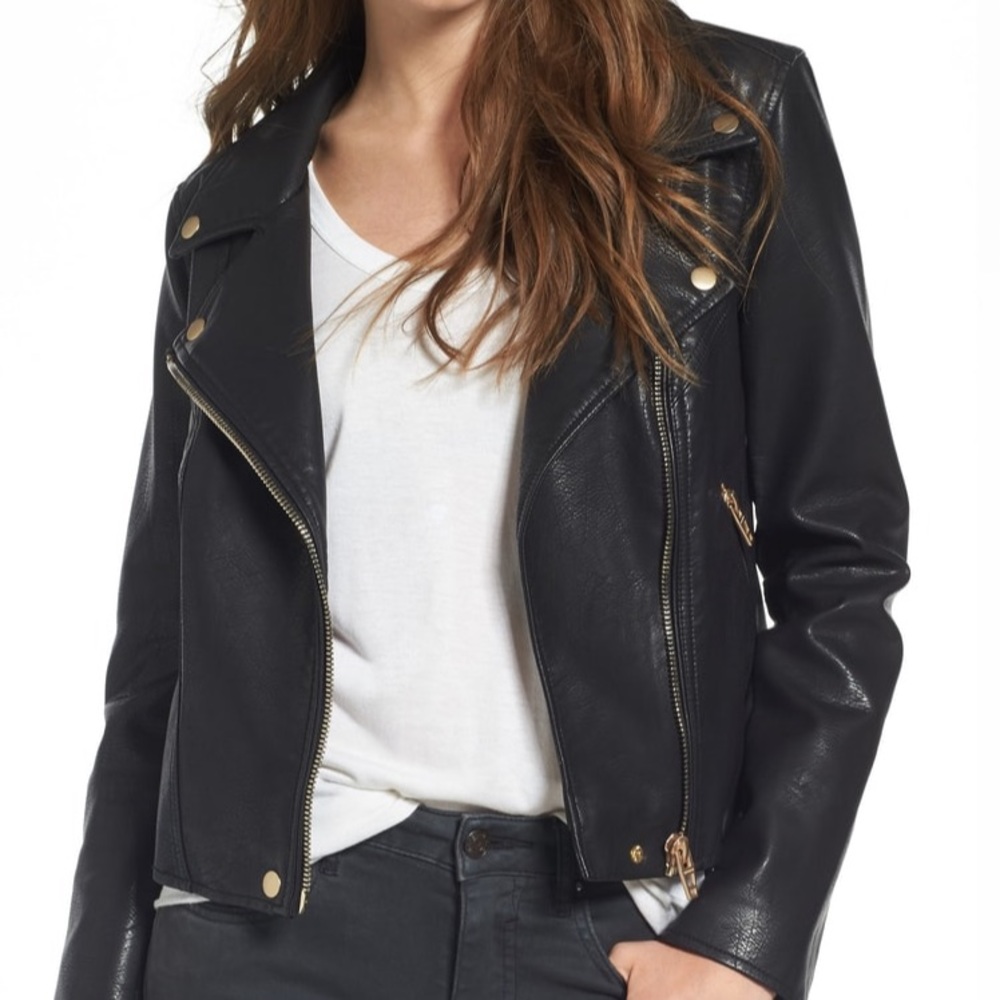 Black M Blank NYC Faux Leather Moto Jacket